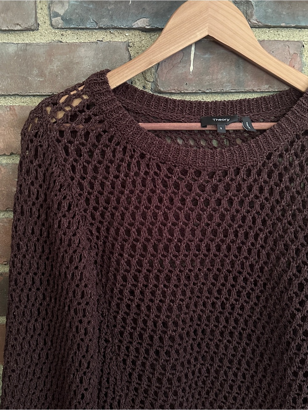 THEORY Overlay Mesh Sweater in Looped Cotton -small / 34 chest